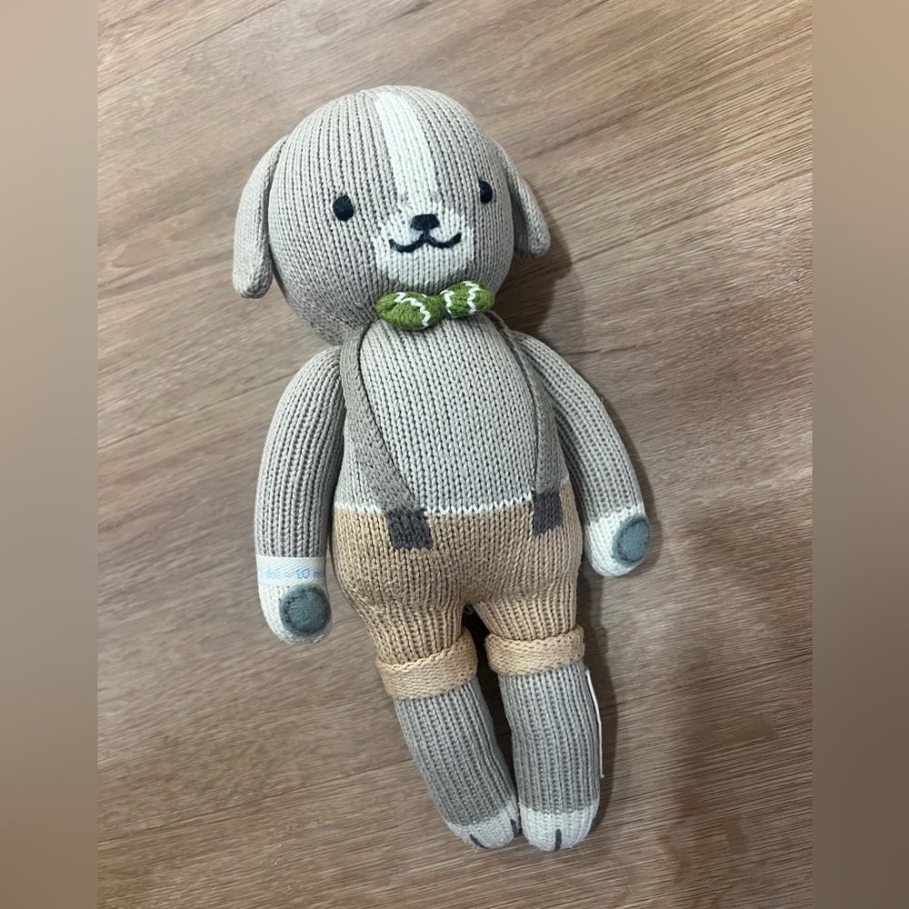Noah the Dog Charming Knit Puppy Plush Toy - Brown and Cream little 13”